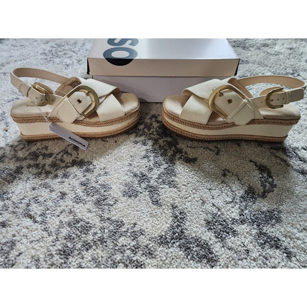 NEW Sonoma Women's CIANNA Comfort Strappy Slingback Sandals CREAM Size 6 - Picture 2 of 9